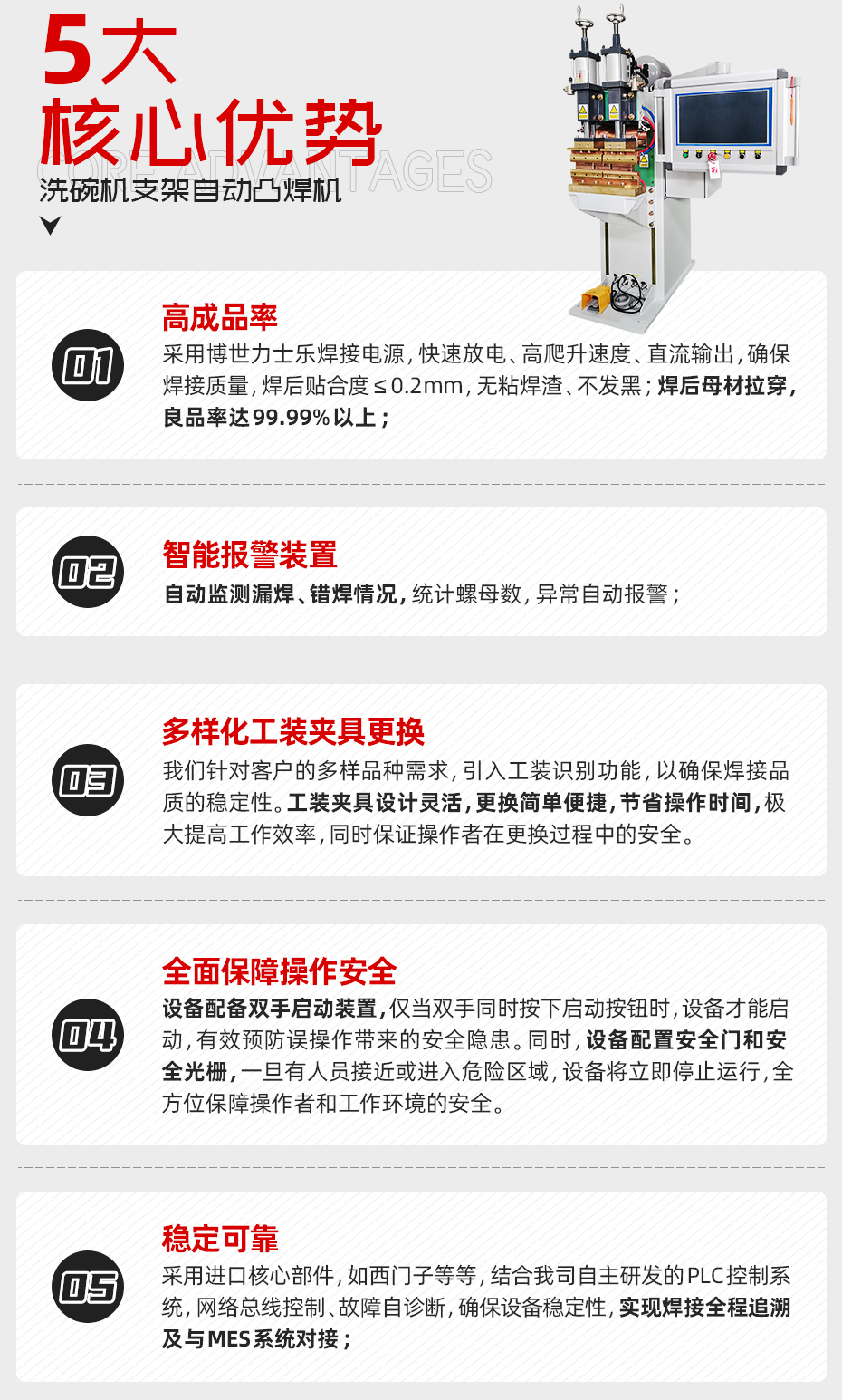 洗碗機(jī)支架自動凸焊機(jī)核心優(yōu)勢
