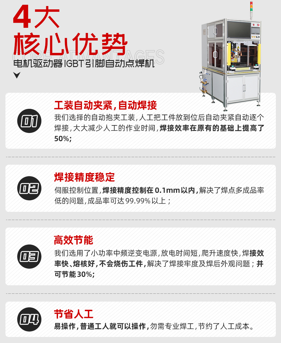 電機驅(qū)動器IGBT引腳自動點焊機核心優(yōu)勢
