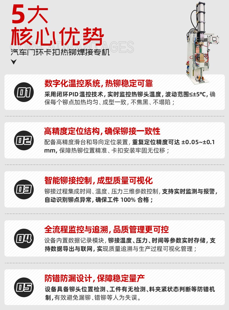 汽車門環(huán)卡扣熱鉚焊接專機詳情核心優(yōu)勢